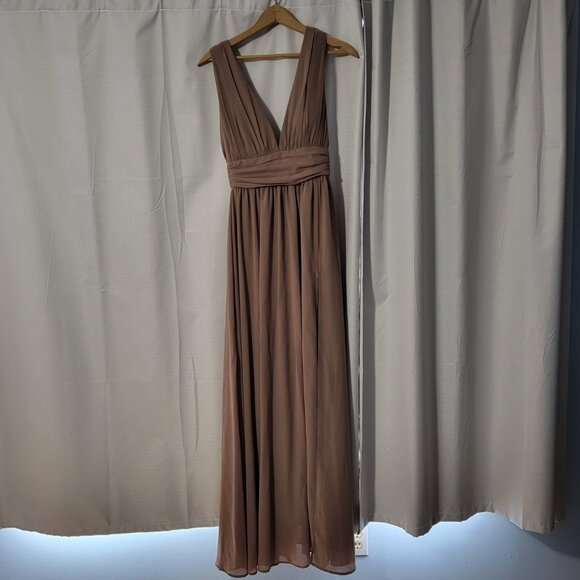 Lulus Heavenly Hues Taupe Maxis Dress, XS - Picture 9 of 10